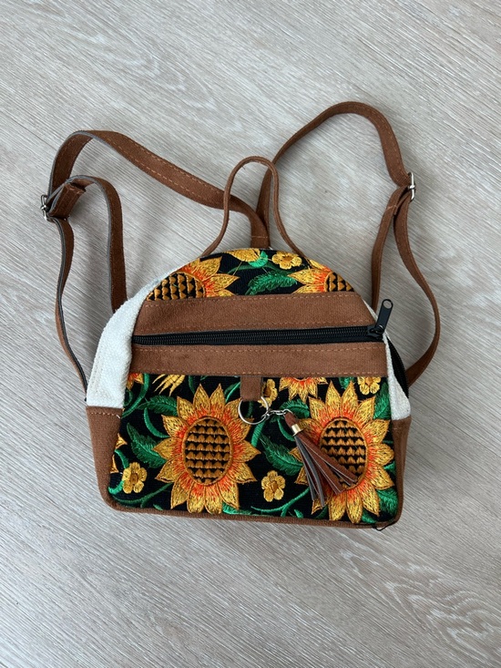 Handbags - Sunflower Embroidered Mini Backpack